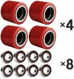 4× Gabelrolle 80x70 mm Polyurethan + 8×Rillenkugellager